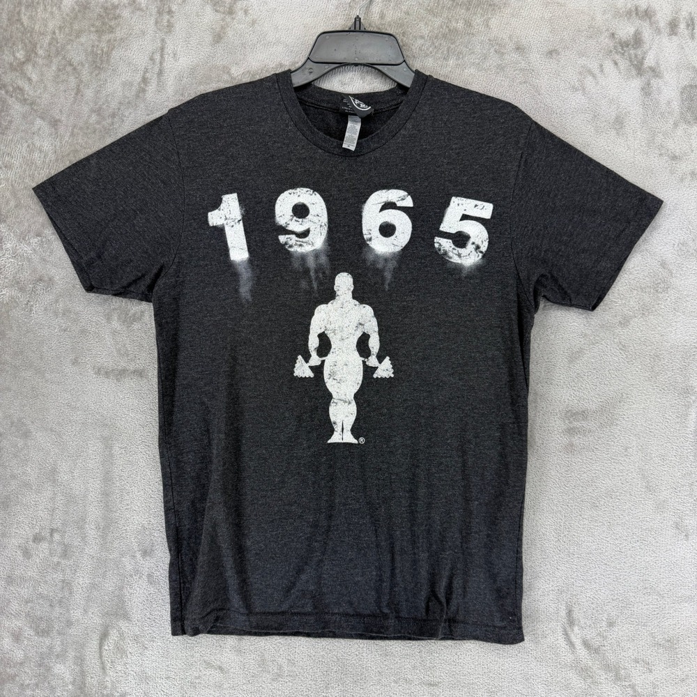 Golds Gym 1965 Bodybuilding Graphic T-Shirt Mens M Charcoal Heather Tri-Blend